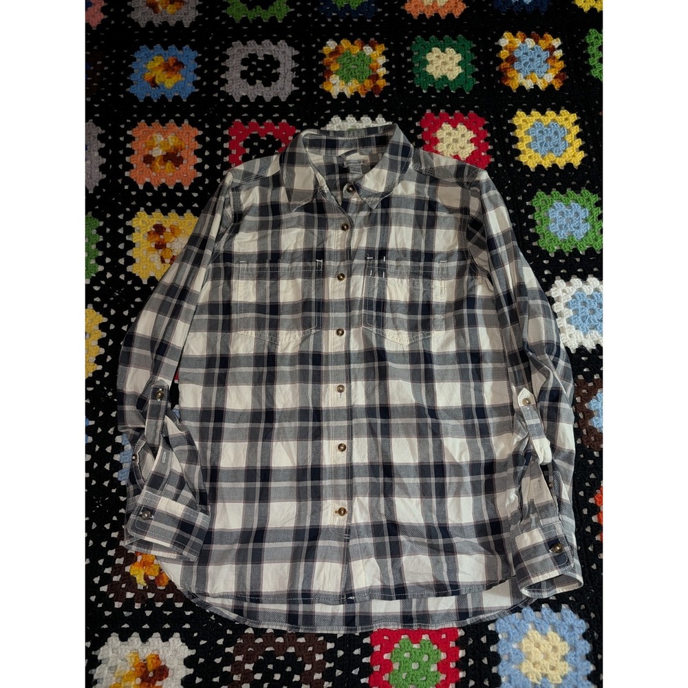 Carhartt Women's Medium 8-10 Button Shirt Long Sleeve Comfort Casual Plaid